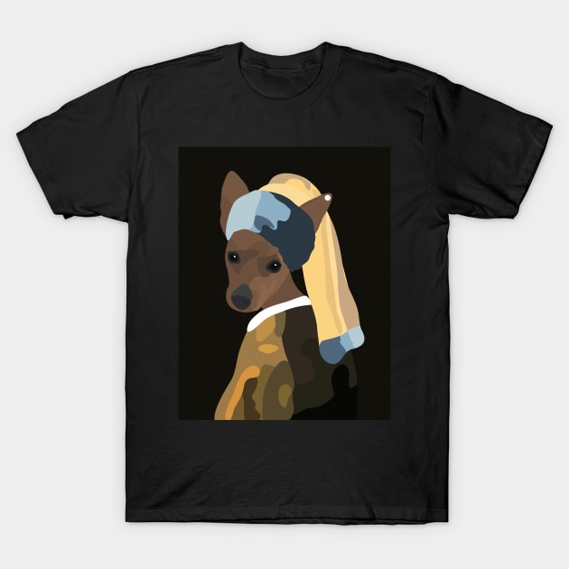 Pinscher with a pearl earring T-Shirt by uncutcreations